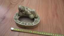 Popielniczka porcelanowa porcelana kolekcjonerska Budda zielona PRL