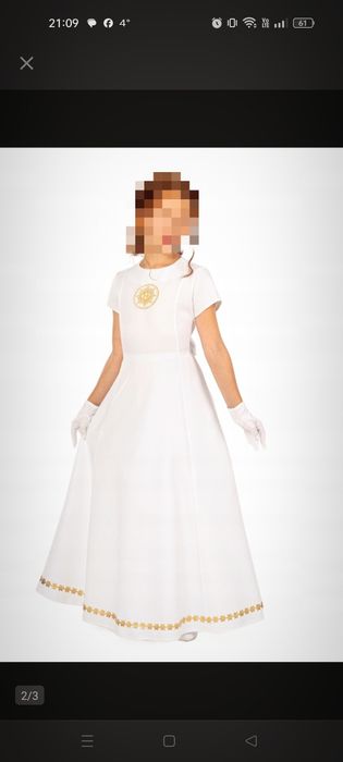 Alba Komunijna Sukienka Komunia Wianek rękawiczki ozdoba na świece