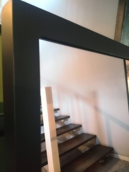 Duże lustro loft industrialne 90x120 metalowa rama okno czarne Boho