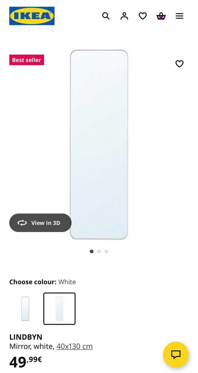 Espelho IKEA LINDBYN, branco, 40x130 cm