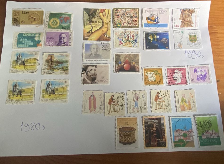 Lote de 30 selos portugueses usados – anos 80 e 90