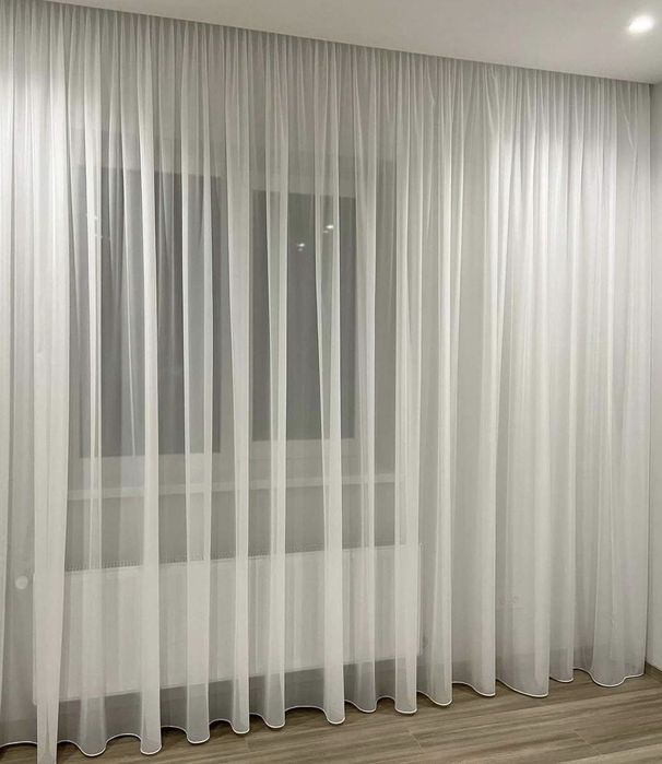 Тюль із шифона ніжно молочний колір! 5×2.50 Нова!