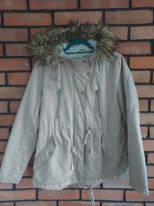 Kurtka zimowa damska 42 L/XL C&A beżowa krótka parka