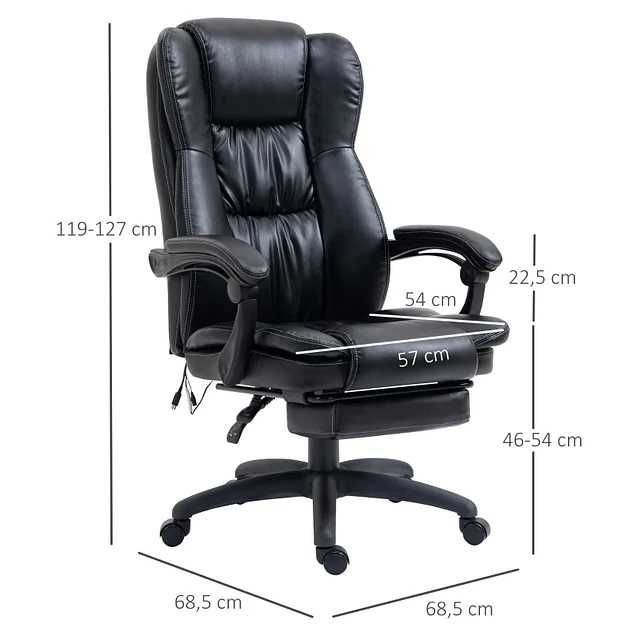 Cadeira de Escritório 6 Pontos de Massagem 68,5x68,5x119-127cm Preto