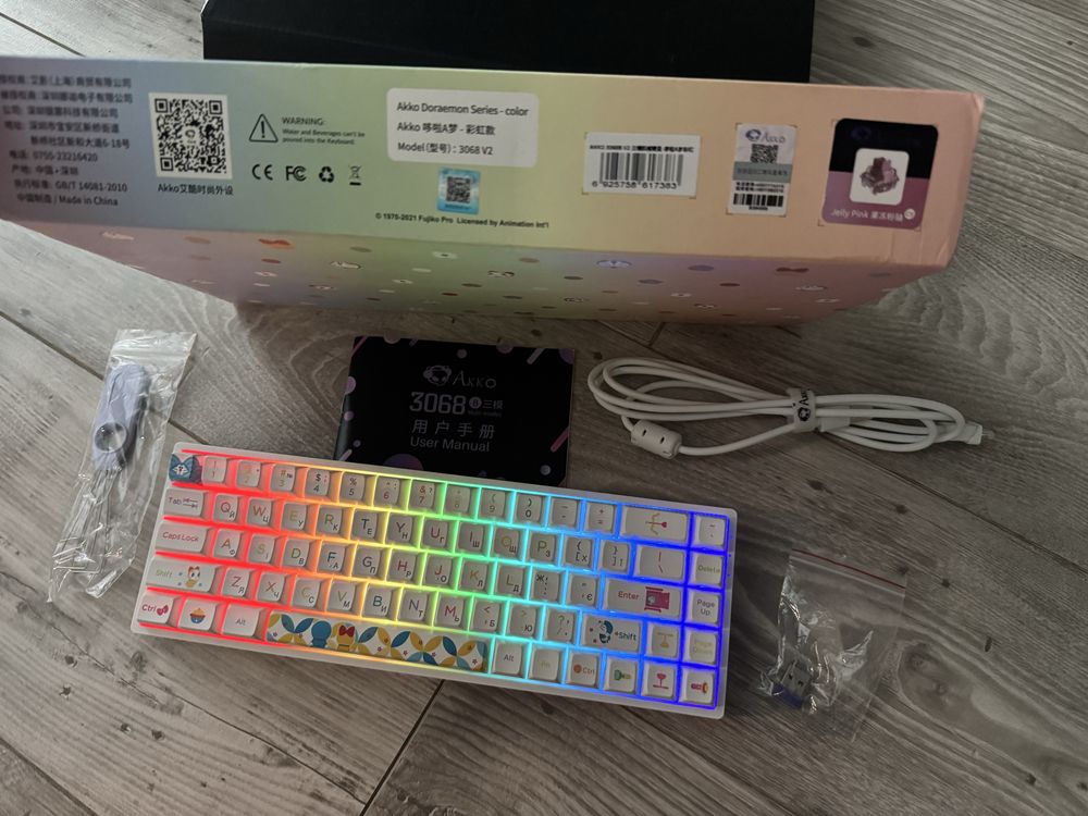 Клавиатура AKKO 3068B Doraemon Rainbow CS Jelly Pink (6925758617383)