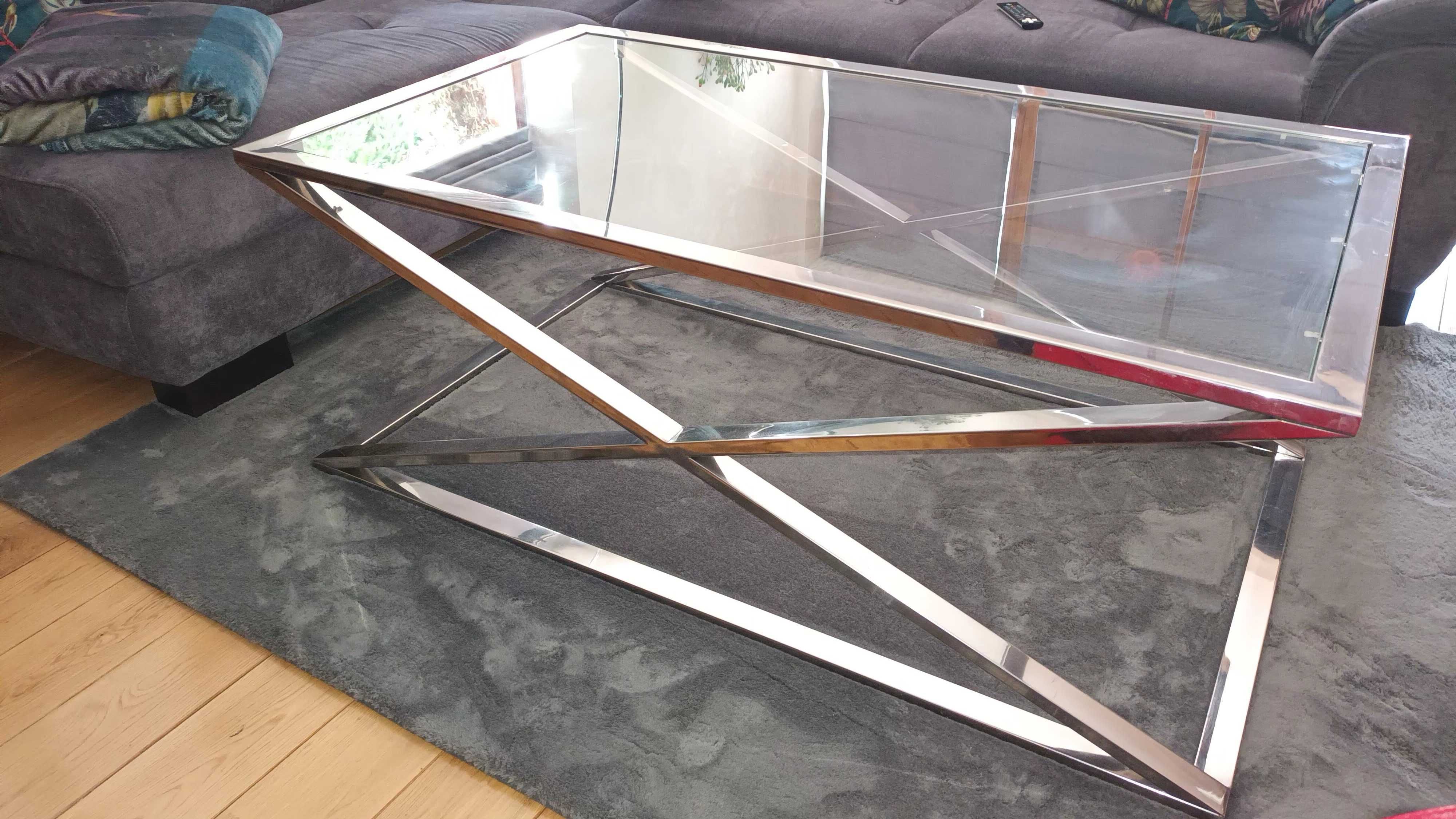 Stolik ława loft glamour duży szklany