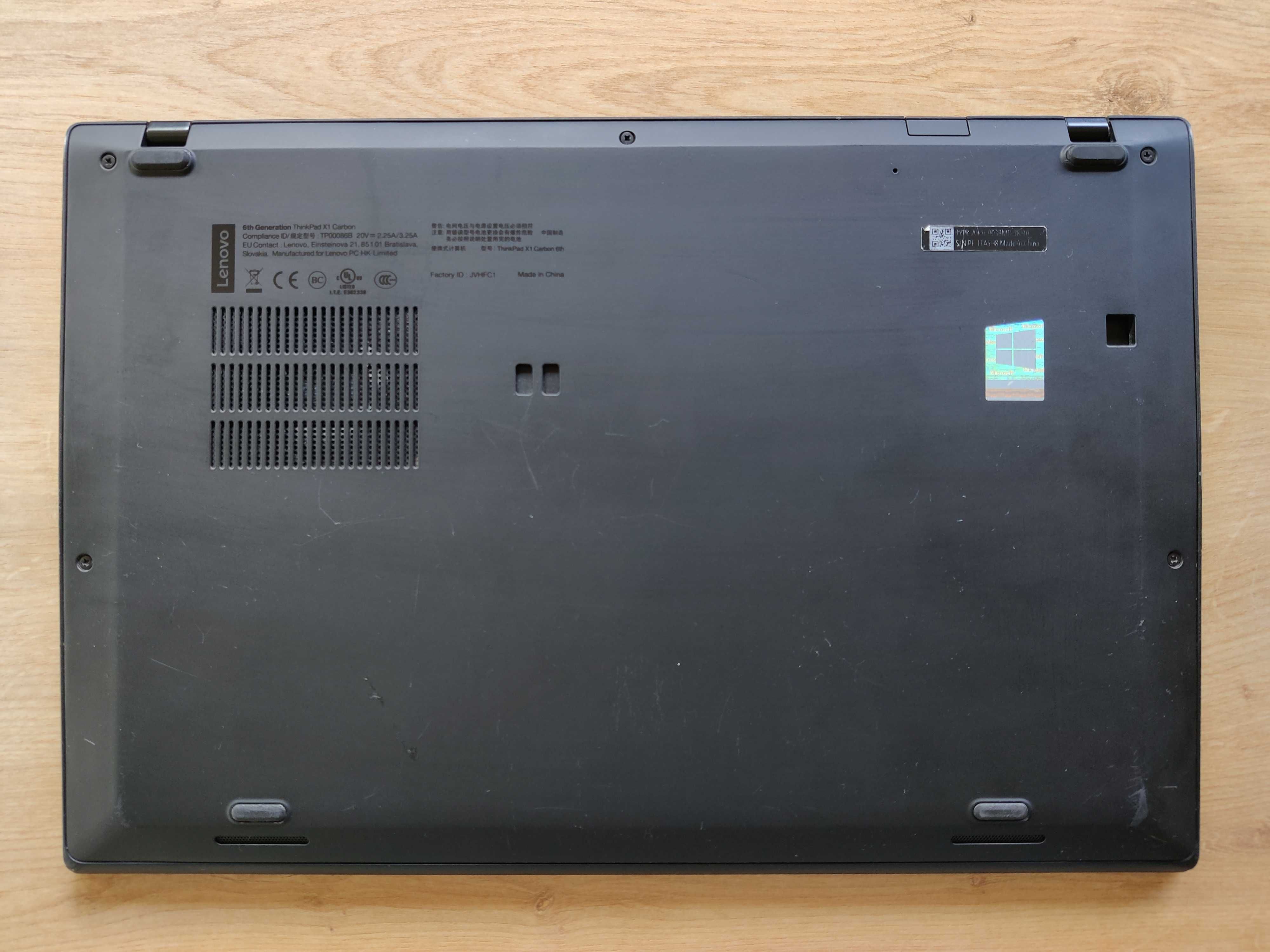 Lenovo X1 Carbon 6 Gen - 14", Intel i7 8 Gen, RAM 8 GB, SSD 256 GB