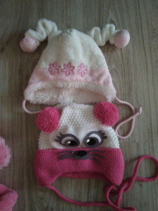 Kurtka zimowa płaszczyk na zime czapki rozm 62/68