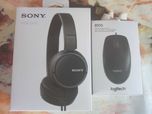 Słuchawki Sony MDR-ZX110B czarne sprawne+ myszka Logitech B100 sprawna