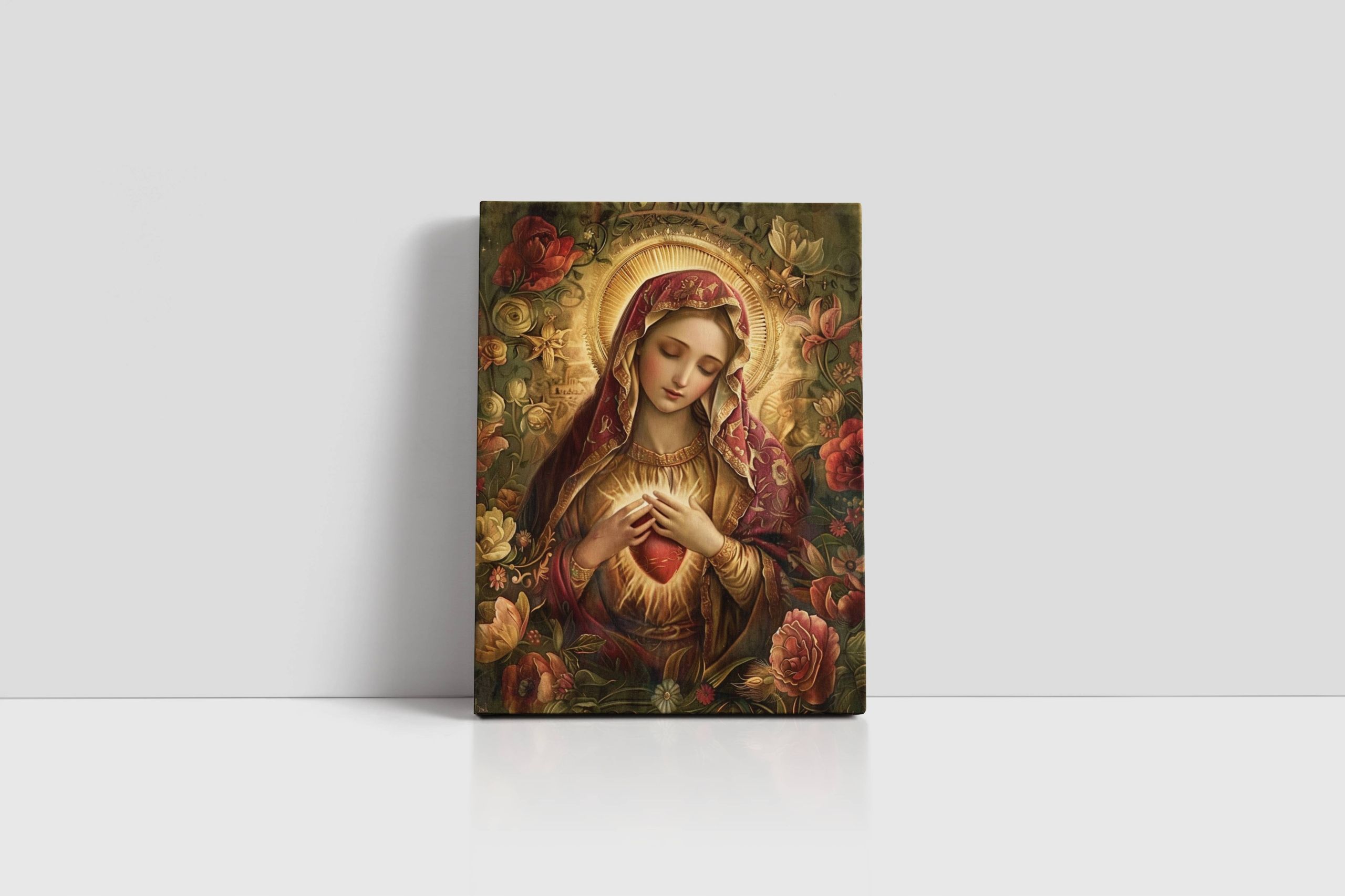 Obraz na płótnie "Serce Matki Bożej" 45x60 cm - sztuka sakralna