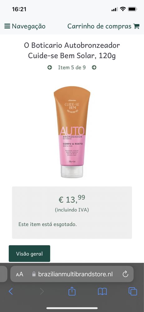 Auto-bronzeador Boticário 120gr NOVO - Portes grátis