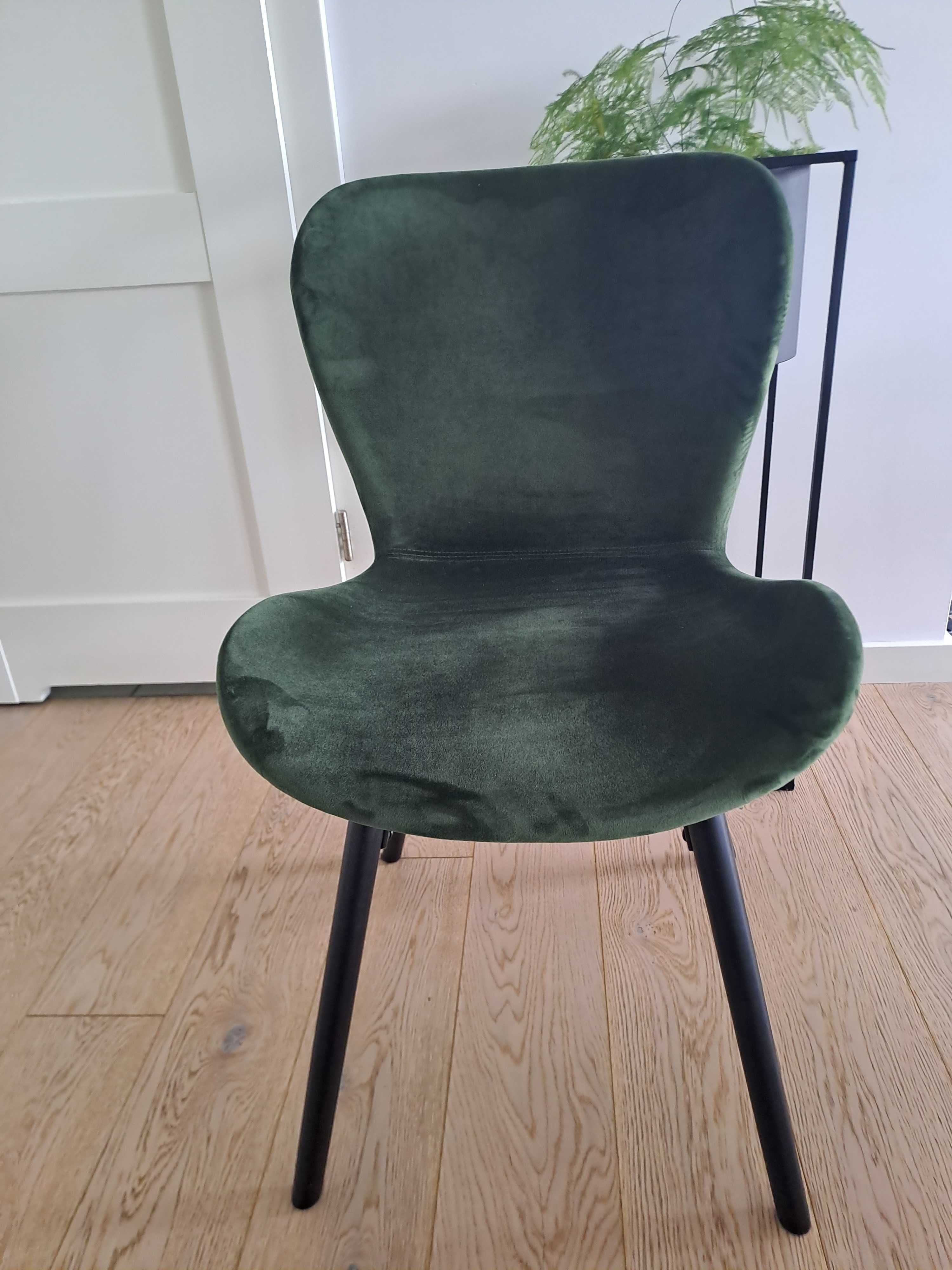 Welurowe krzesło butelkowa zieleń