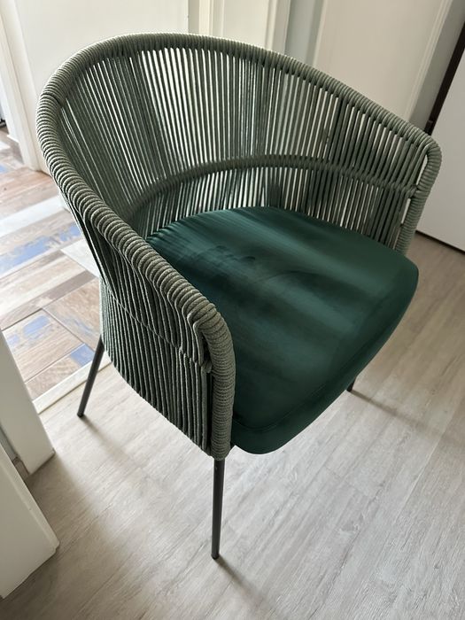 4 cadeiras de jantar Kila Veludo & Corda (Novas)