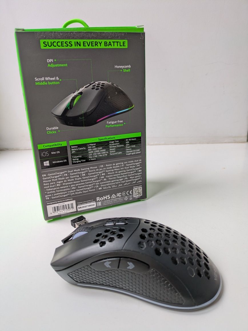 Мышь Vertux Ammolite Wireless/USB Black