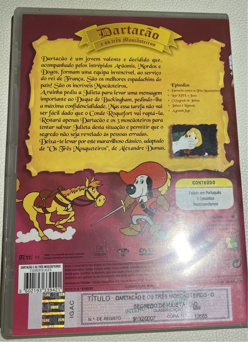 Dvd “Dartacão e os 3 moscãoteiros”
