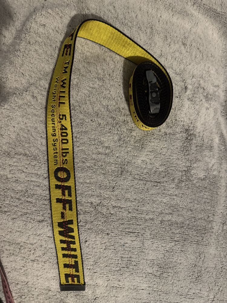 Pasek off white żółty 2m
