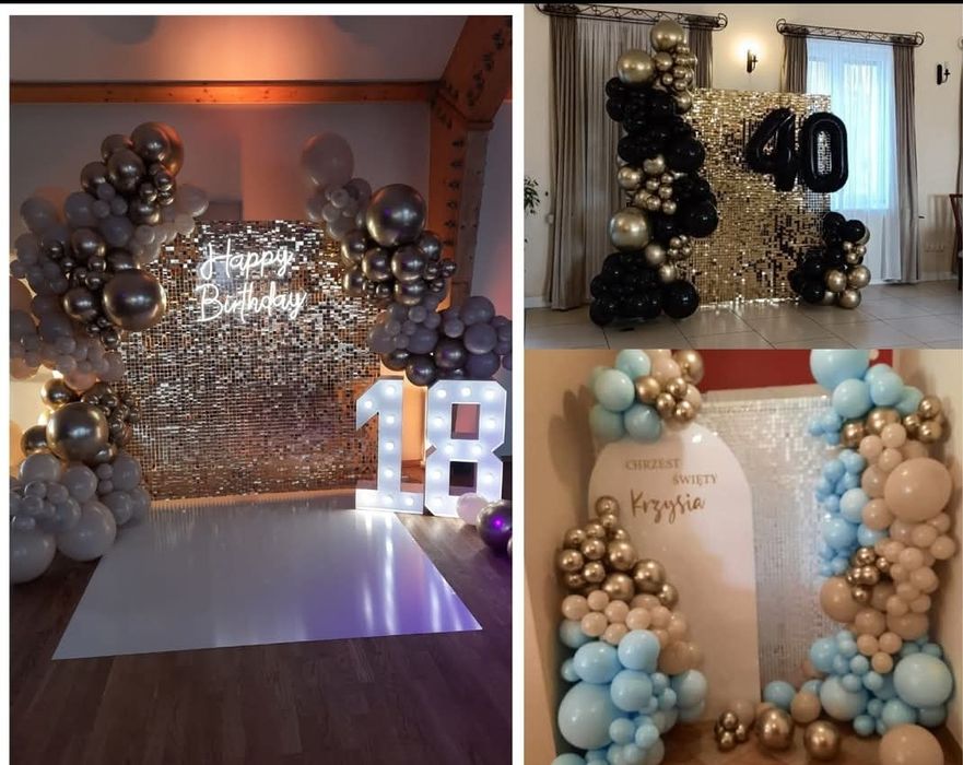 Dekoracje balonowe, ścianki naa urodziny, chrzest, rocznicę,