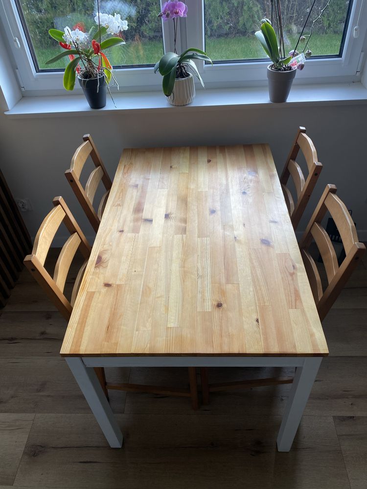 Stół + 4 krzesła zestaw drewnane sosna