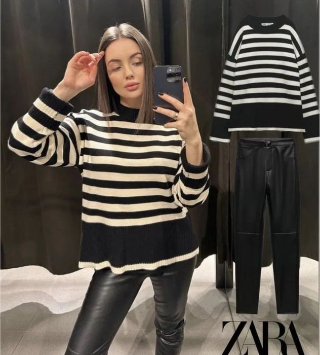 Светр Zara беж в полоску S