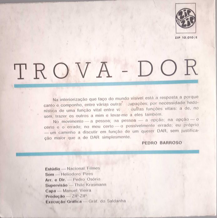 Pedro Barroso	- - - - -	Trova-Dor	- - - - -	Single