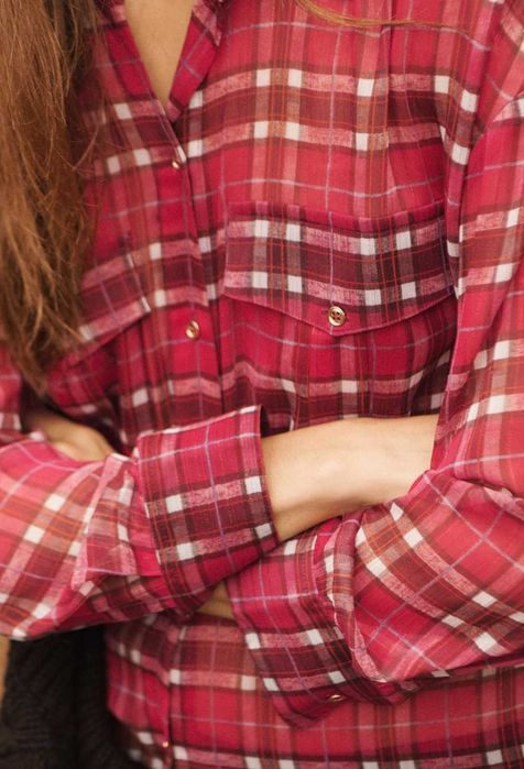 Жіноча сорочка Zara червона бордова святкова р М