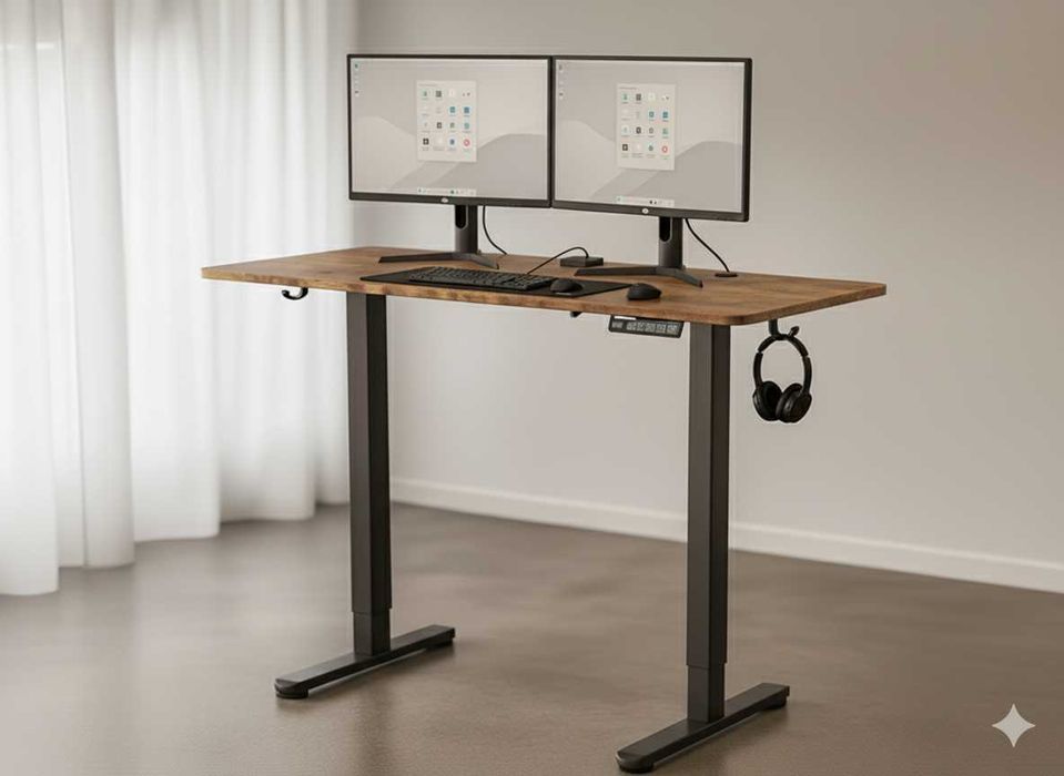 NOWE Biurko Elektryczne Regulowane 140x60 Gamingowe Podnoszone FAKTURA