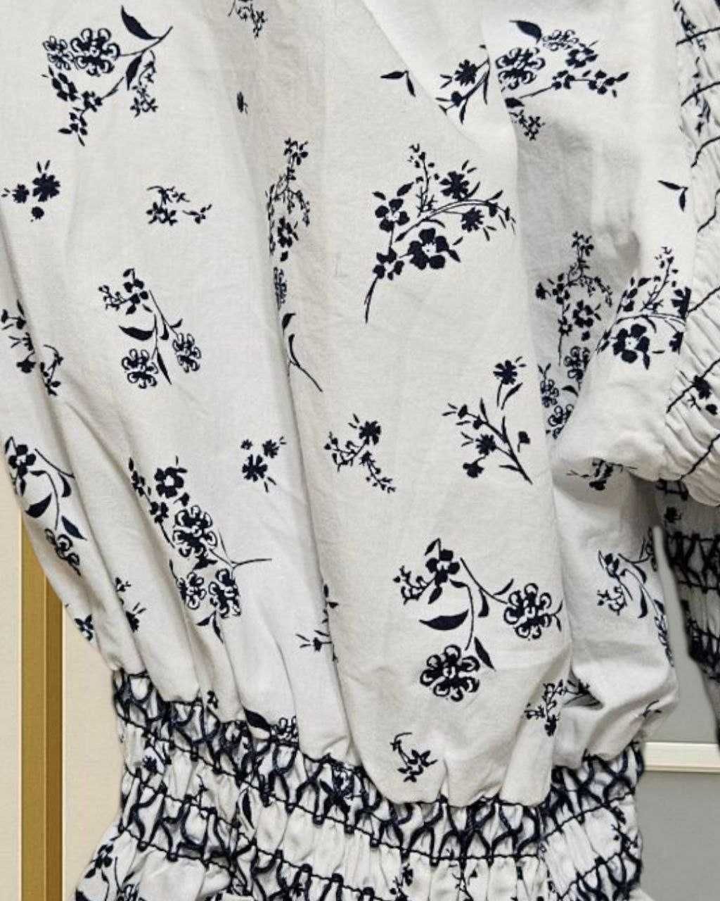 Белое хлопковое платье Marks&Spencer в цветочный принт, р. М