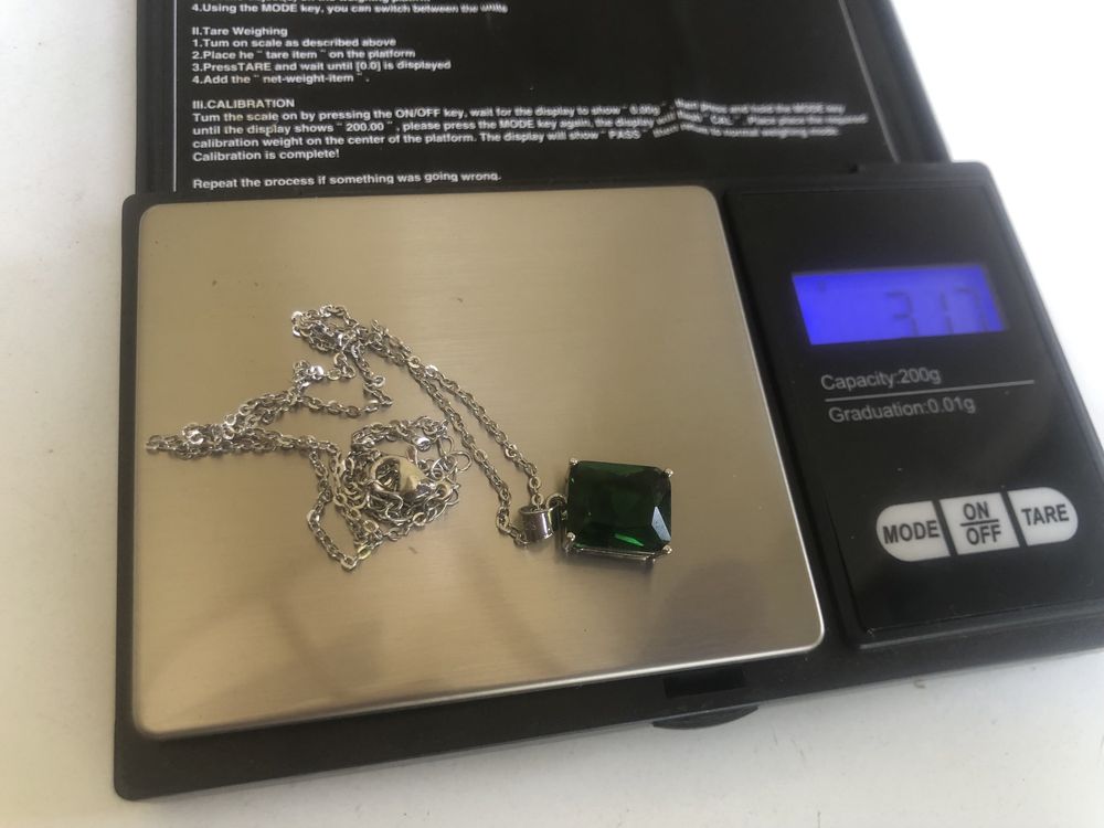Szmaragd 1 cm Mega Cudo srebro 925 naszyjnik