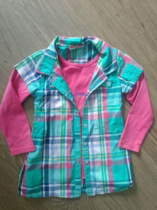 Bluzka bawełniana z koszula 116 dla dziewczynki t-shirt