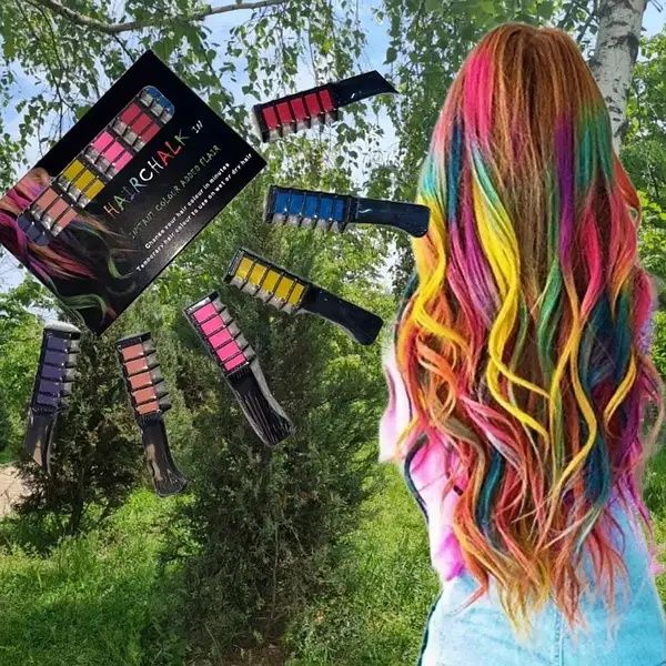 Набор расчесок 6 шт с цветными мелками для волос Hair chalk