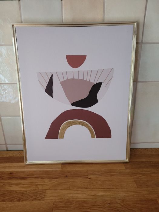 Obraz boho na płótnie samuraj 40x50 w żółtej ramie