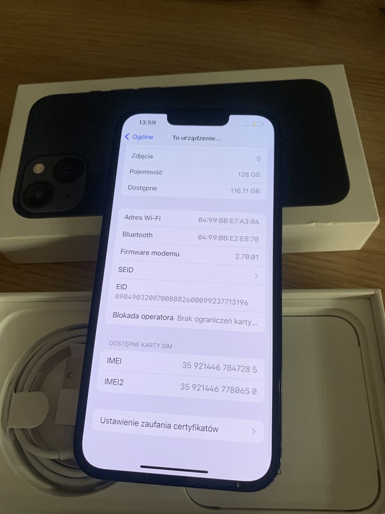 Iphone 13 128 gb ciemny niebieski