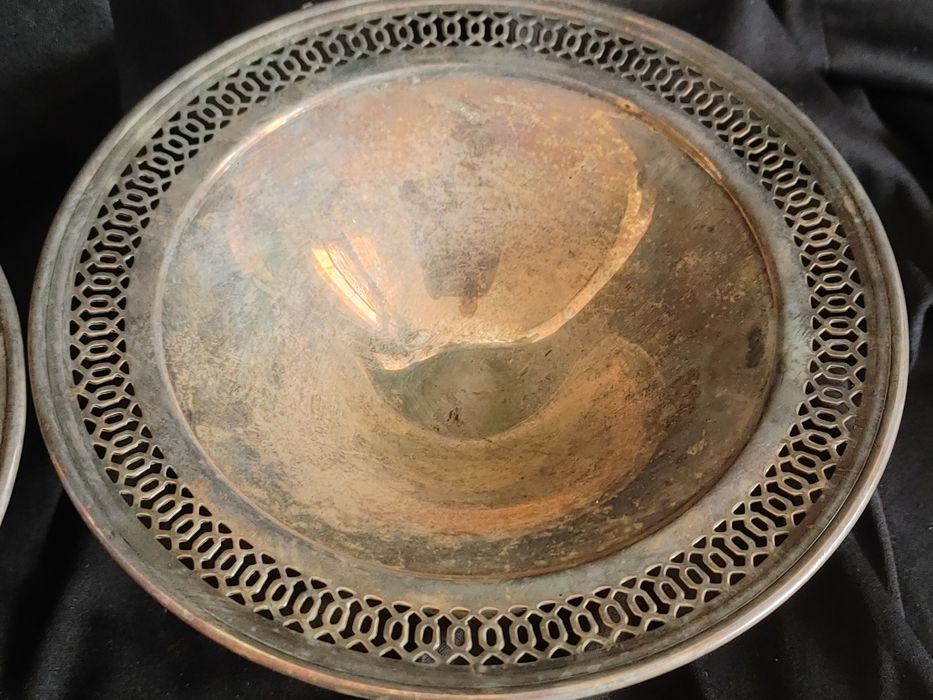 2 szt. Patera srebro na miedzi Sheridan silver on copper retro vintage