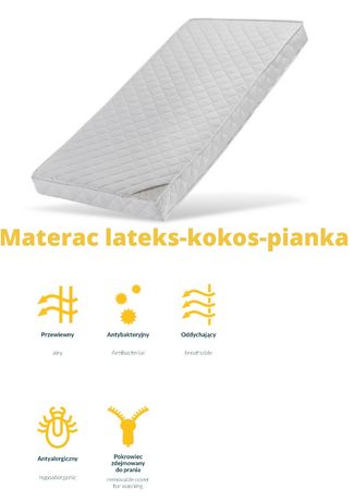 Materac lateks-pianka-kokos 120x60x10