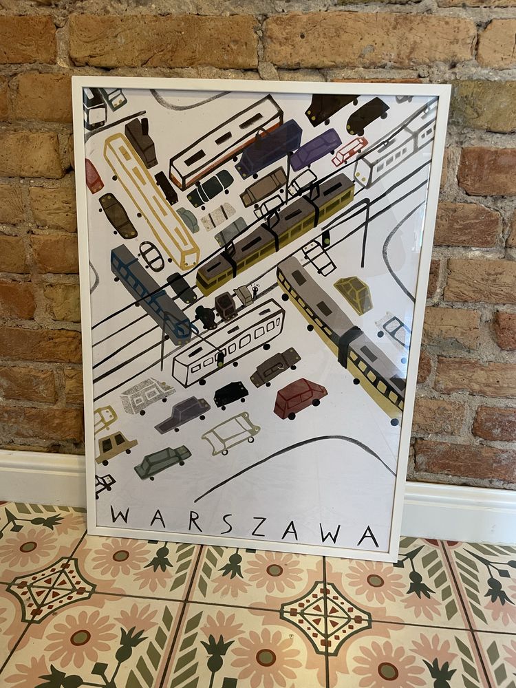 Plakat w ramie - „Warszawski korek” (S. Szyrszeń-Jaskierska) 50X70