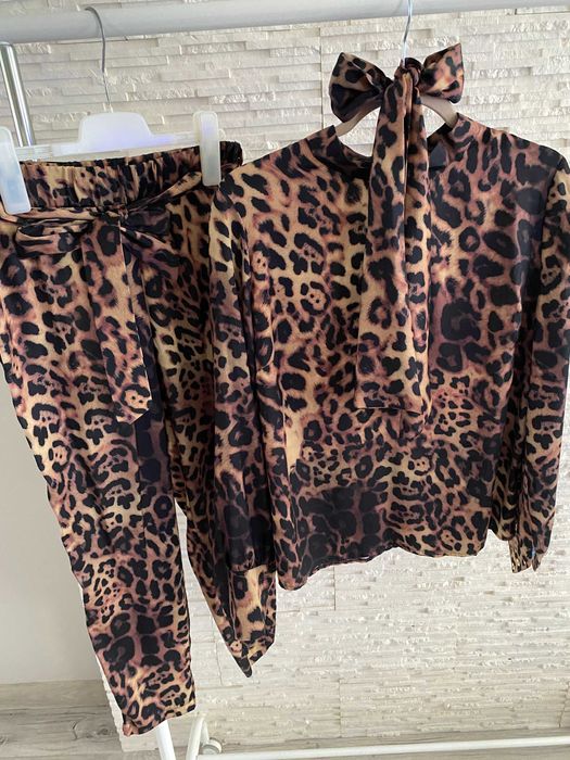 CHICACA komplet perfect koszula kokarda spodnie wiązane Animal S-M