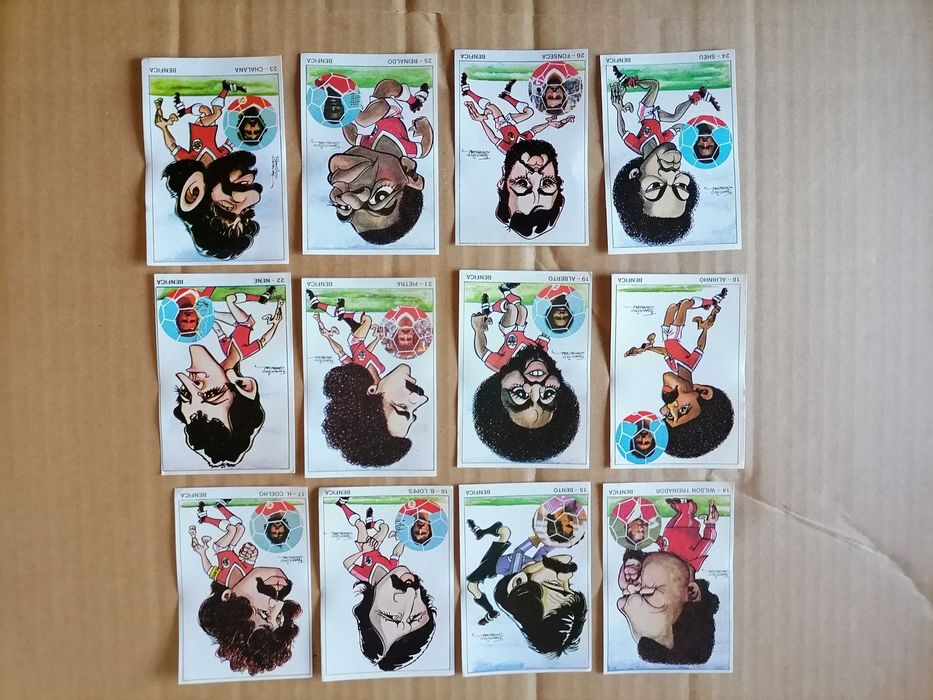 12 Cromos BENFICA Arte e Futebol 79/80 CARICATURAS Francisco Zambujal