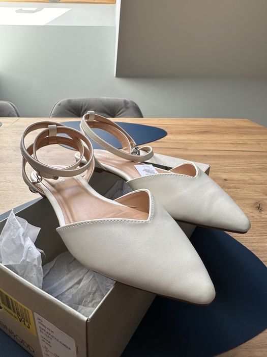 Buty ślubne płaskie 37 sandały białe ecru do sukni