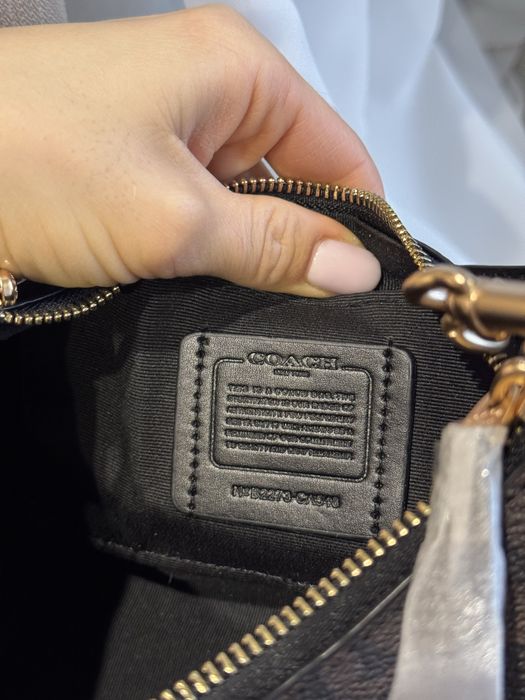Сумочка Coach Teri коричнева шкіряна чорна сумка на ланцюжку коуч коач