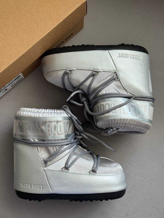 Мунбути Moon Boot Silver / чоботи Мун Бут сірого кольору / Мунбуты