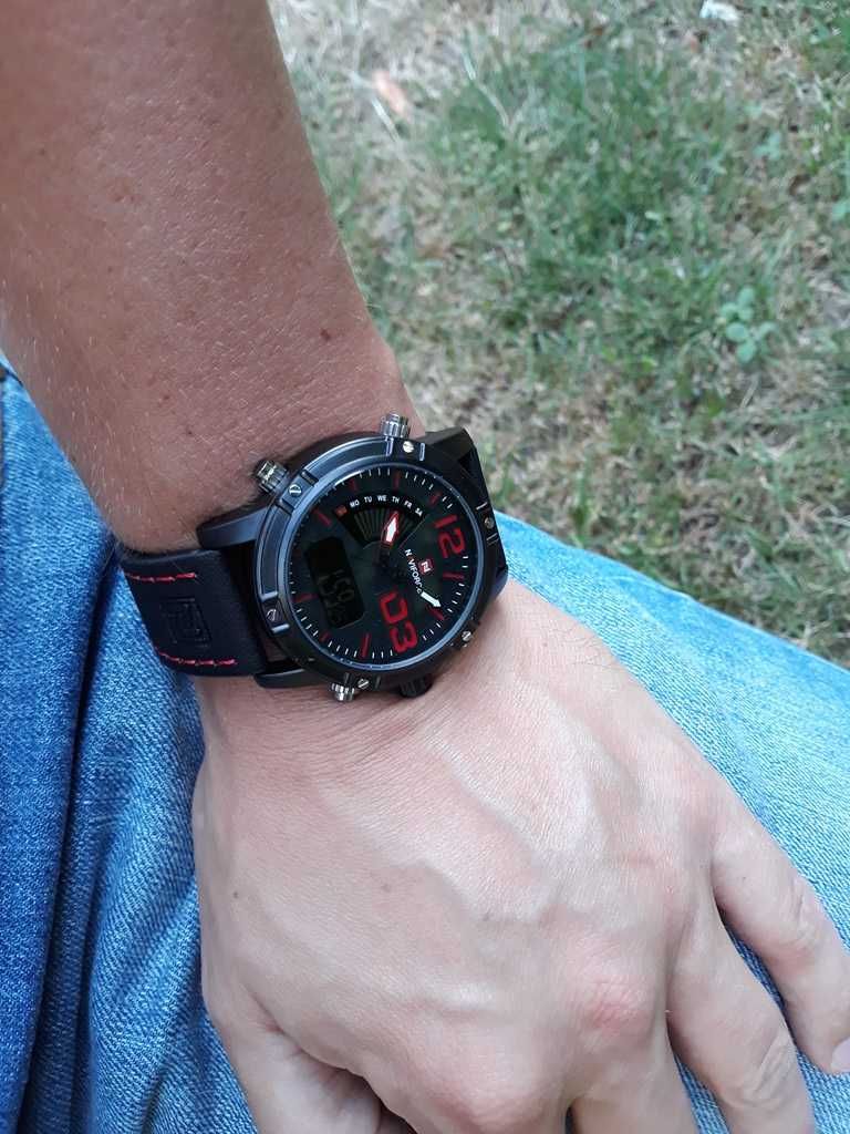 Naviforce - Zegarek sportowy męski dual time analogowo-cyfrowy