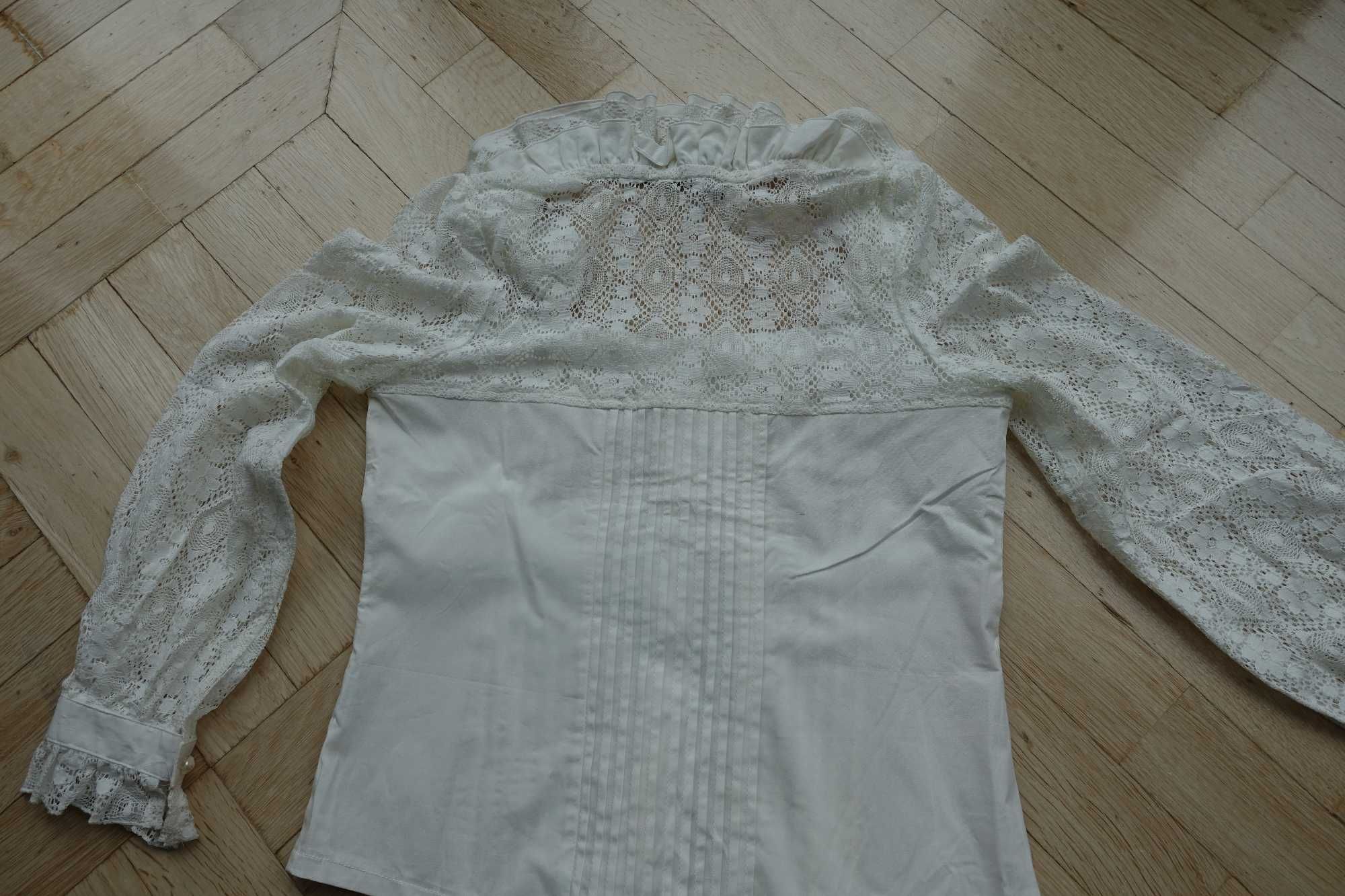 Nowa koszula damska vintage, oryginalna, koronka M/L 38/40