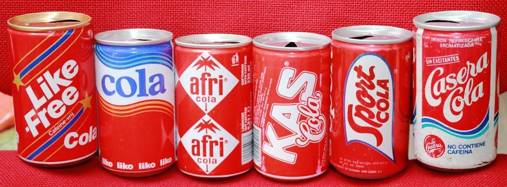 Latas de coleção antigas, anos 80 e 90