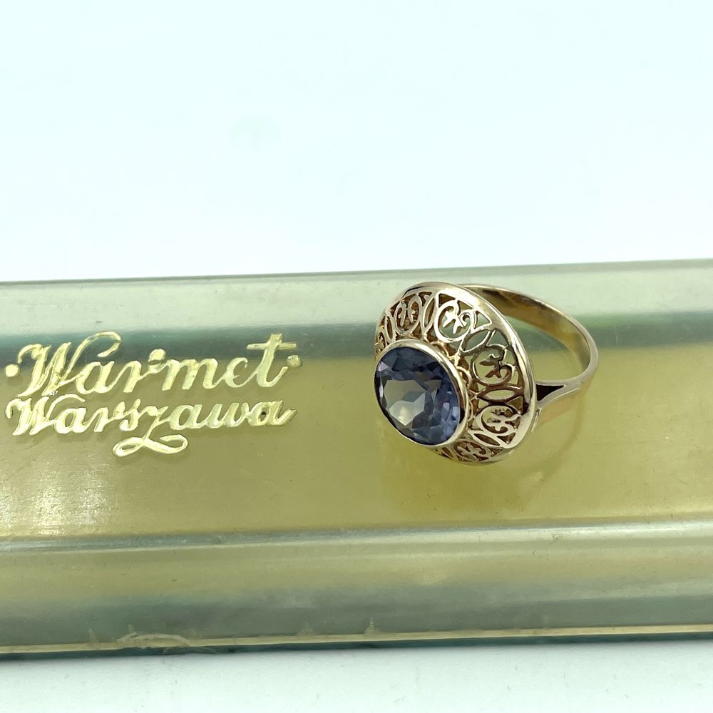 Złoty pierścionek Warmet z aleksandrytem wzor SP-101 lilie