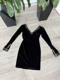 Sukienka czarna welurowa aksaminta elegancka M