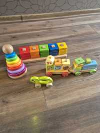 Drewniane zabawki dla dziecka 0-12 miesięcy Montessorii