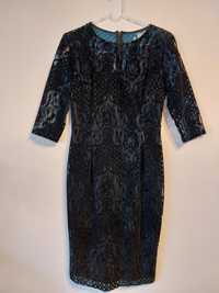 Aksamitna koronkowa czarna sukienka Reserved r.36