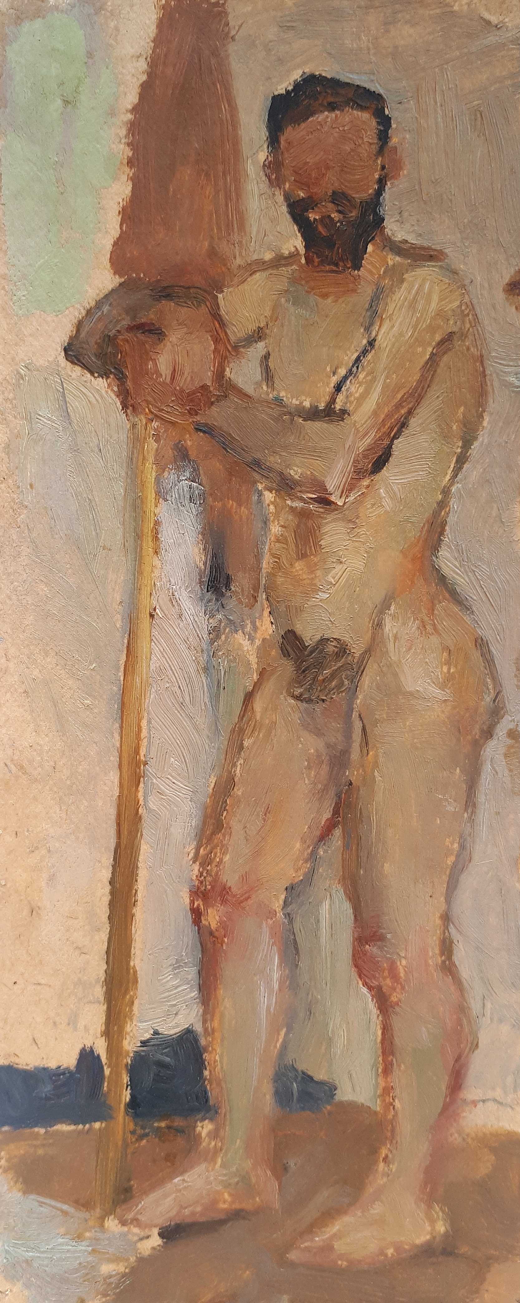 Обнаженный эскиз мужская модель, картина в раме. Украинская живопись