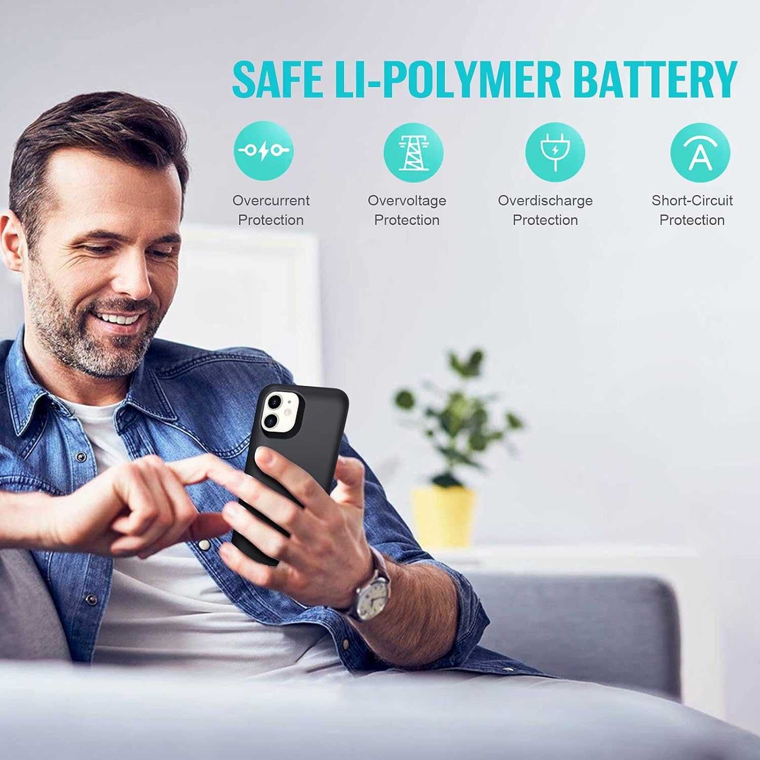 Trswyop etui z baterią do iPhone 11 powerbank 6200mAh powercase czarne