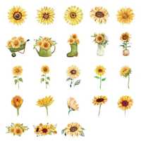 Набір наліпок соняшник 23шт, різноманітні соняшники, квіти для декору